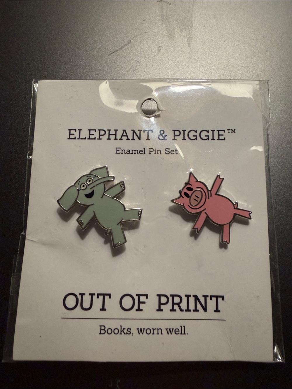 Out of Print Elephant & Piggie Enamel Pin Set - Mint Green & Pink